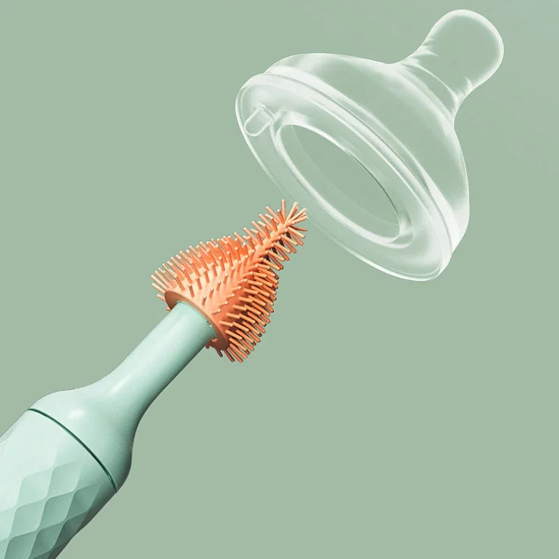 Electric Silicone Bottle Brush 360 Degree Rotating Baby Pacifier Cup Pacifier Cleaning Brush Set with 1200Mah Lithium Battery